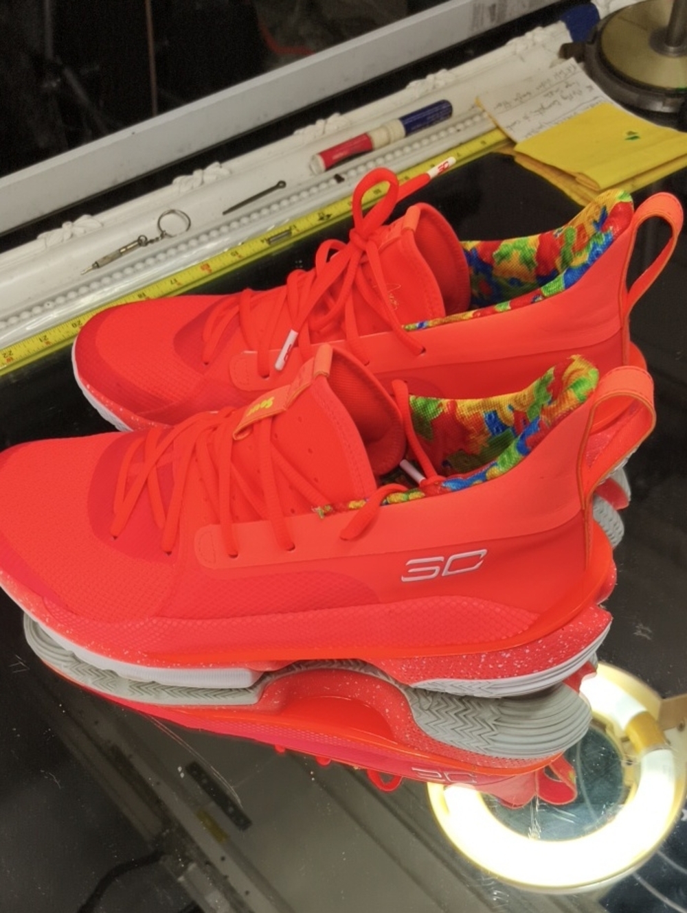 Men's 12.5 Under Armour Curry 7 "Sour Patch Kids" Peach Plasma/Orange MINT